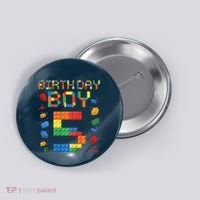 5th Birthday 5 Years Old Block Building Gift Button thumb 0