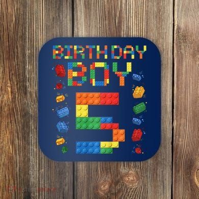 5th Birthday 5 Years Old Block Building Gift Coaster