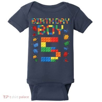5th Birthday 5 Years Old Block Building Gift Baby Bodysuit