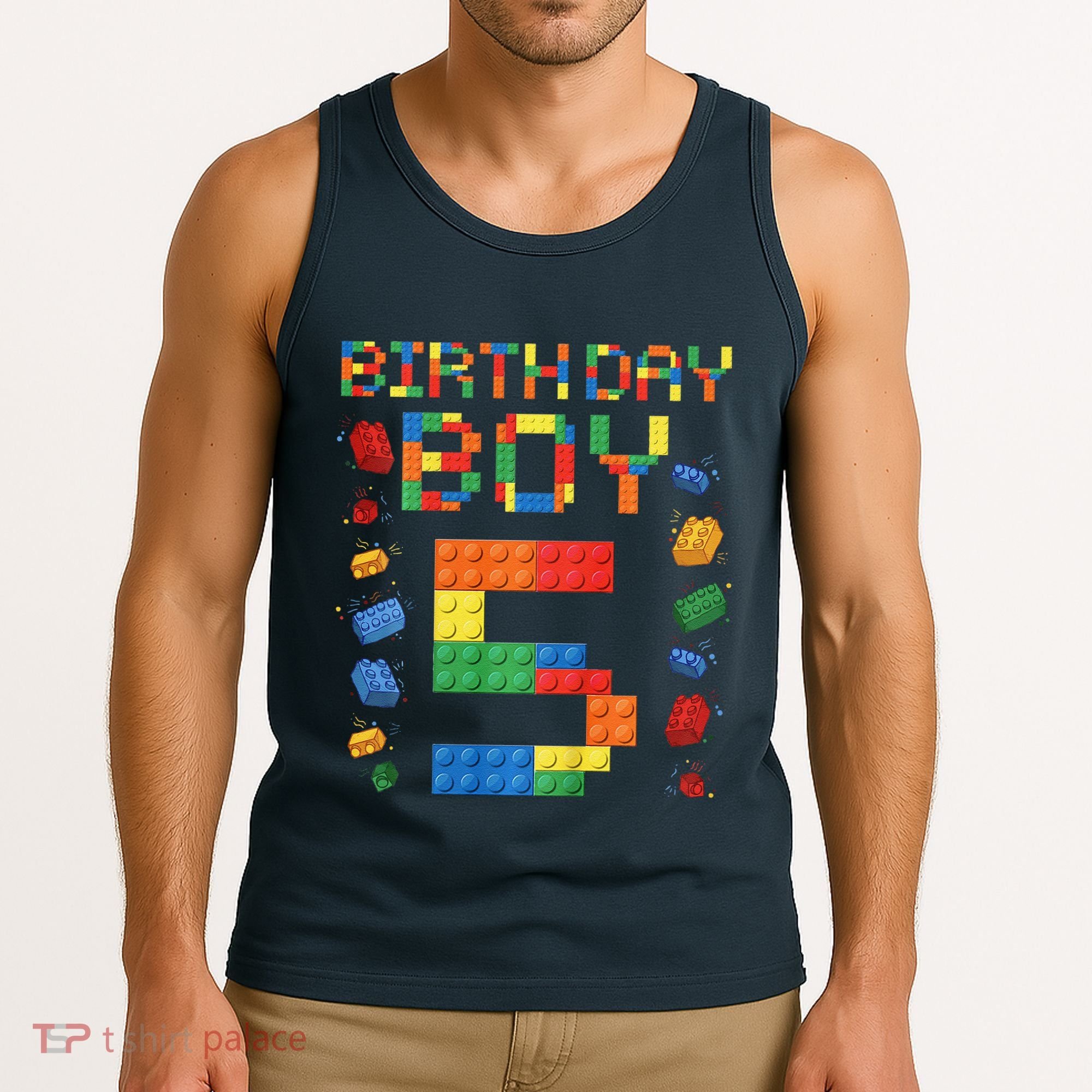5th Birthday 5 Years Old Block Building Gift Tank Top