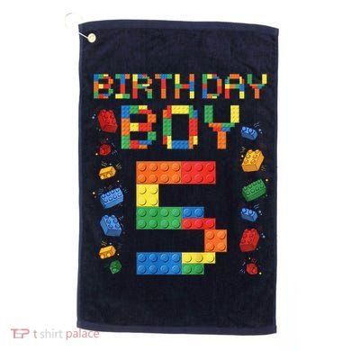 5th Birthday 5 Years Old Block Building Gift Golf Towel