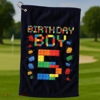 5th Birthday 5 Years Old Block Building Gift Golf Towel thumb 1