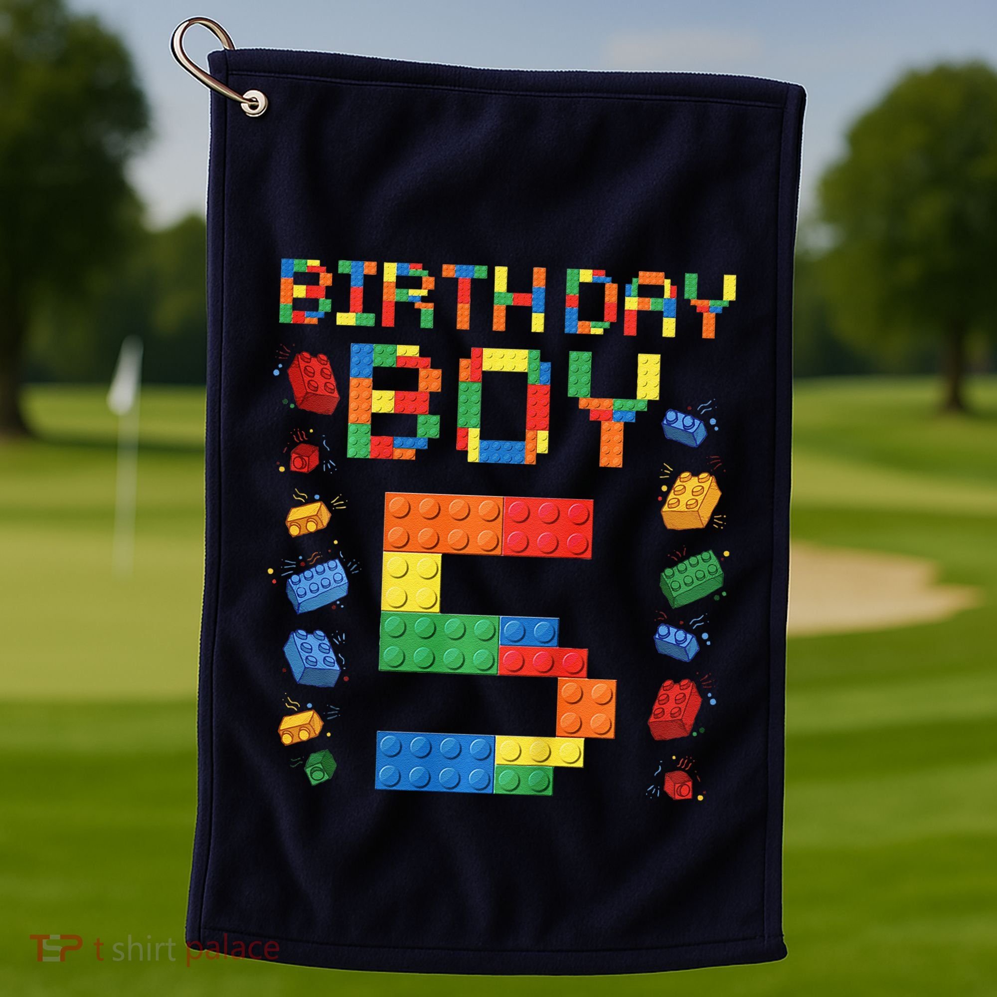 5th Birthday 5 Years Old Block Building Gift Golf Towel