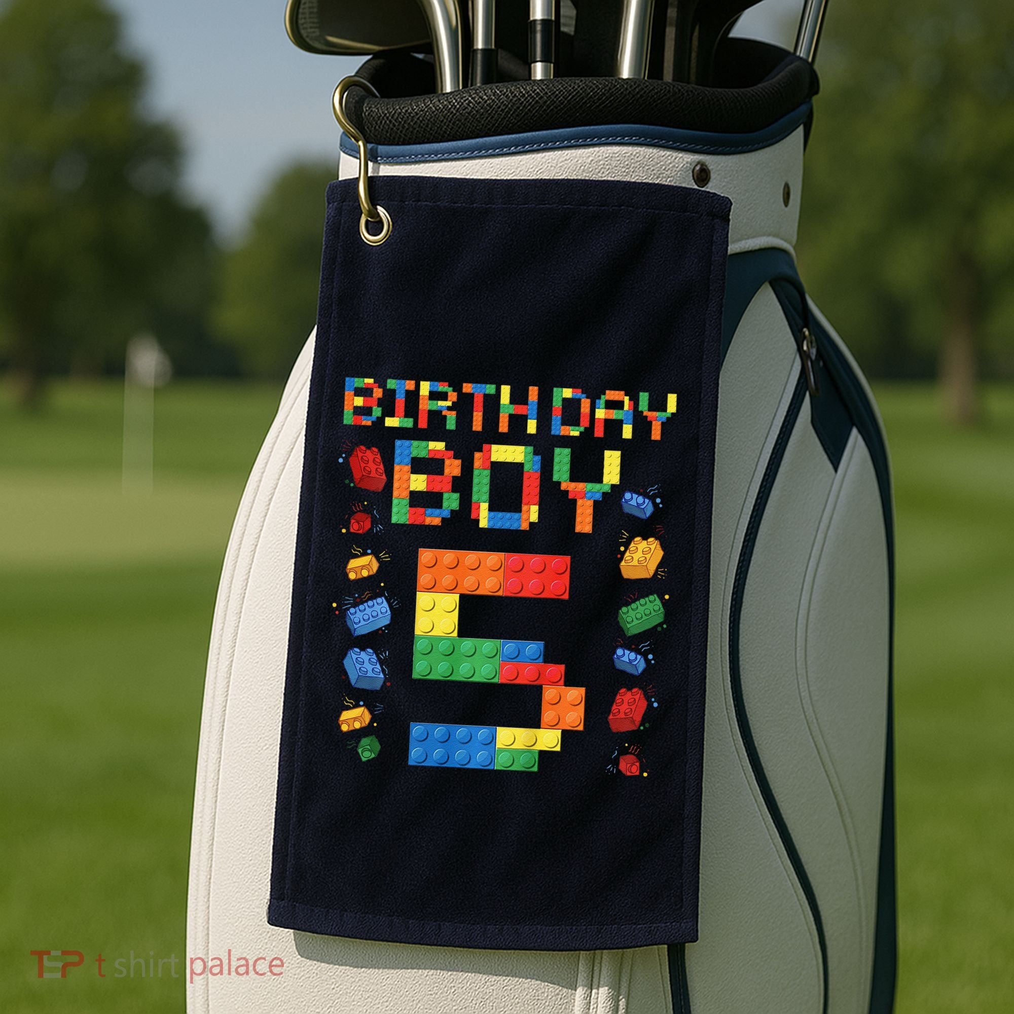 5th Birthday 5 Years Old Block Building Gift Golf Towel