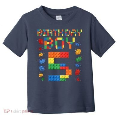 5th Birthday 5 Years Old Block Building Gift Toddler T-Shirt