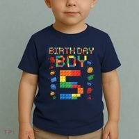5th Birthday 5 Years Old Block Building Gift Toddler T-Shirt thumb 2
