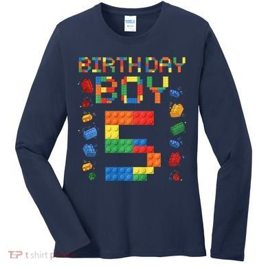 5th Birthday 5 Years Old Block Building Gift Women's Long Sleeve Shirt