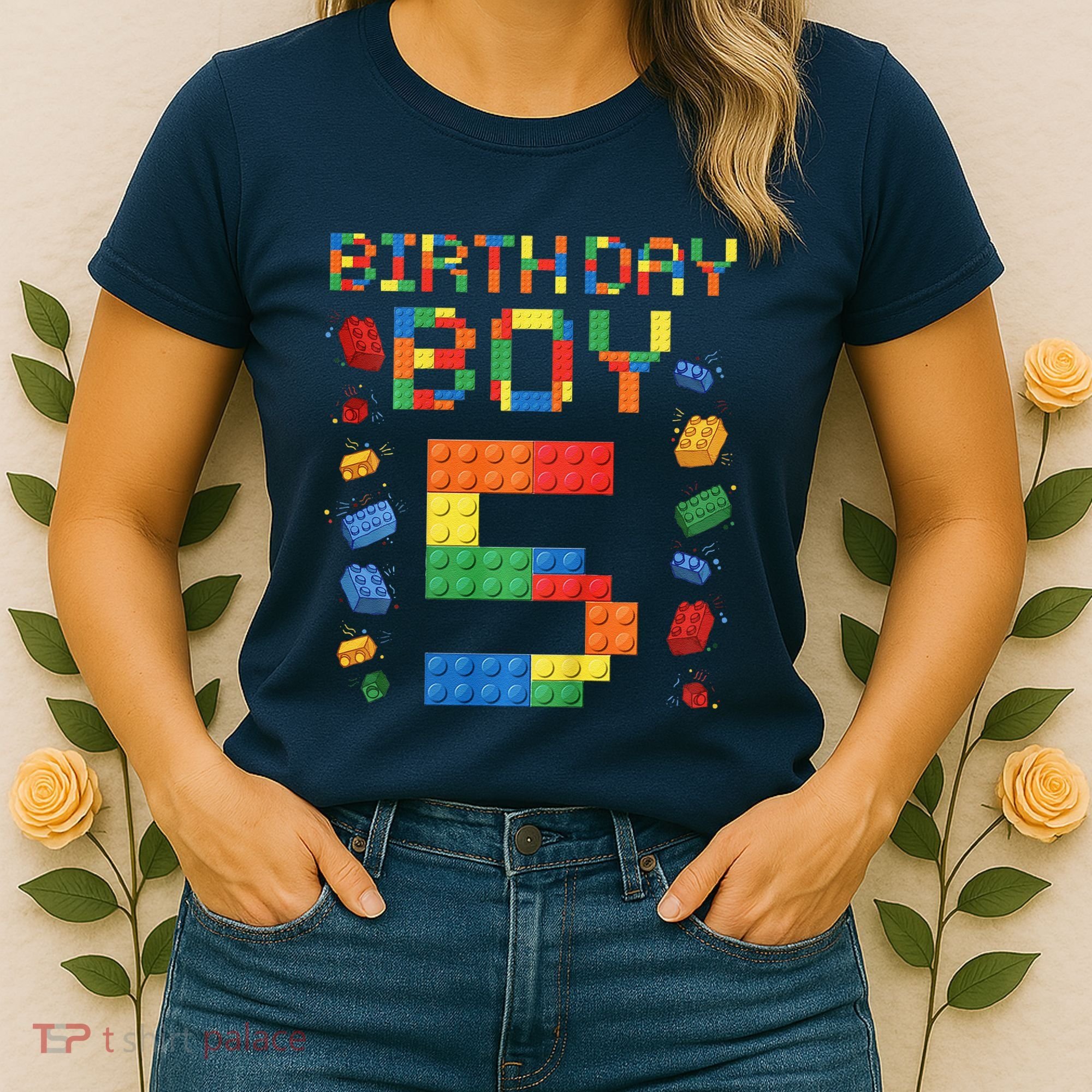 5th Birthday 5 Years Old Block Building Gift Women's T-Shirt