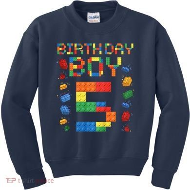 5th Birthday 5 Years Old Block Building Gift Kids Sweatshirt