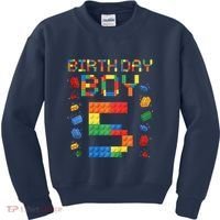 5th Birthday 5 Years Old Block Building Gift Kids Sweatshirt thumb 0