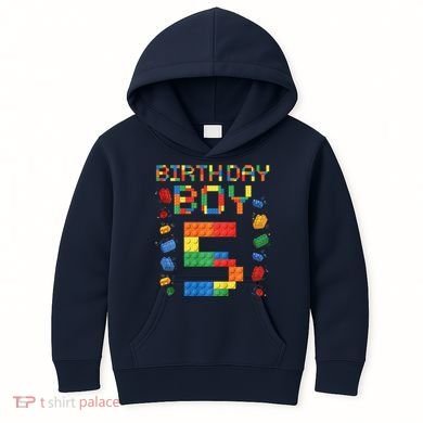 5th Birthday 5 Years Old Block Building Gift Kids Hoodie