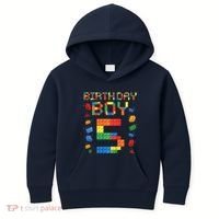 5th Birthday 5 Years Old Block Building Gift Kids Hoodie thumb 0
