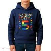 5th Birthday 5 Years Old Block Building Gift Kids Hoodie thumb 4