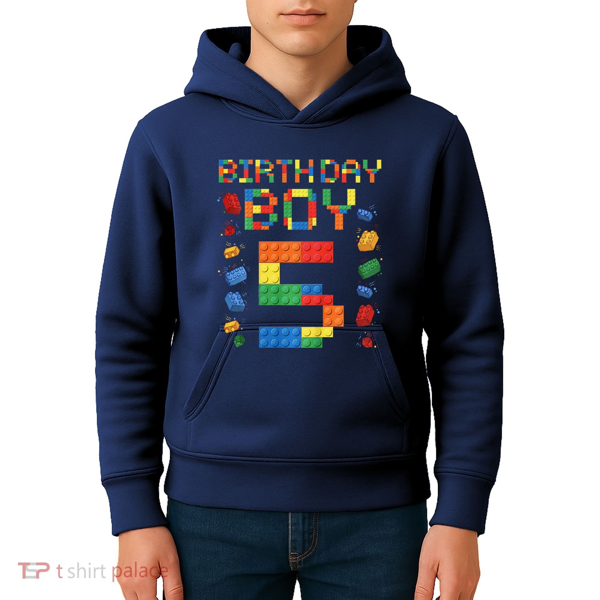 5th Birthday 5 Years Old Block Building Gift Kids Hoodie