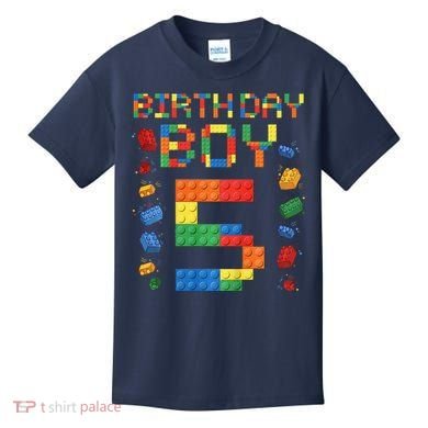 5th Birthday 5 Years Old Block Building Gift Kids T-Shirt