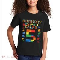 5th Birthday 5 Years Old Block Building Gift Kids T-Shirt thumb 2