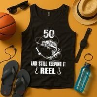 50th Birthday And Still Keeping It Reel Fishing Tank Top thumb 4