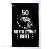 50th Birthday And Still Keeping It Reel Fishing Golf Towel thumb 0