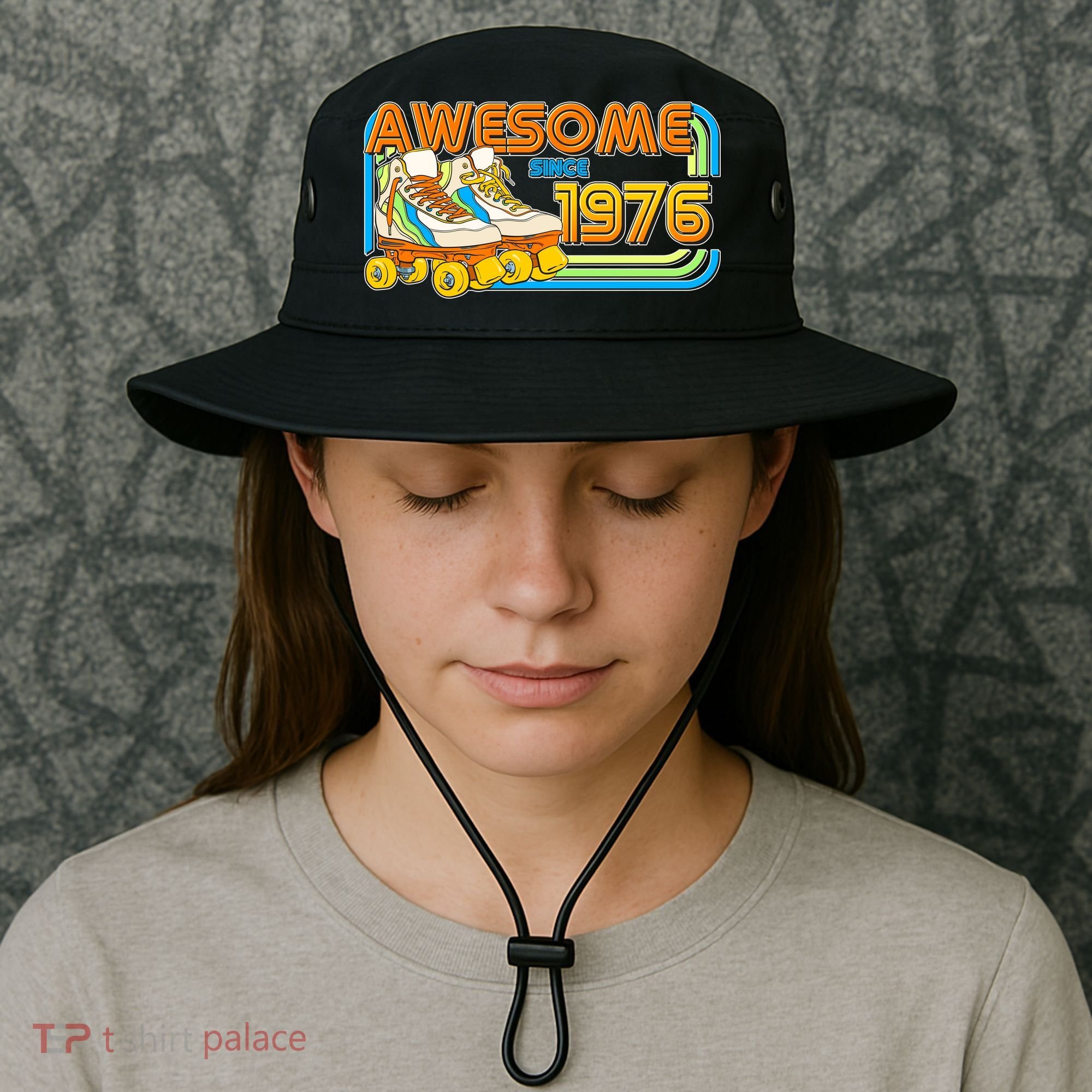 50th Birthday Awesome Since 1976 Retro Roller Skates  Bucket Hat