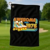 50th Birthday Awesome Since 1976 Retro Roller Skates  Golf Towel thumb 1