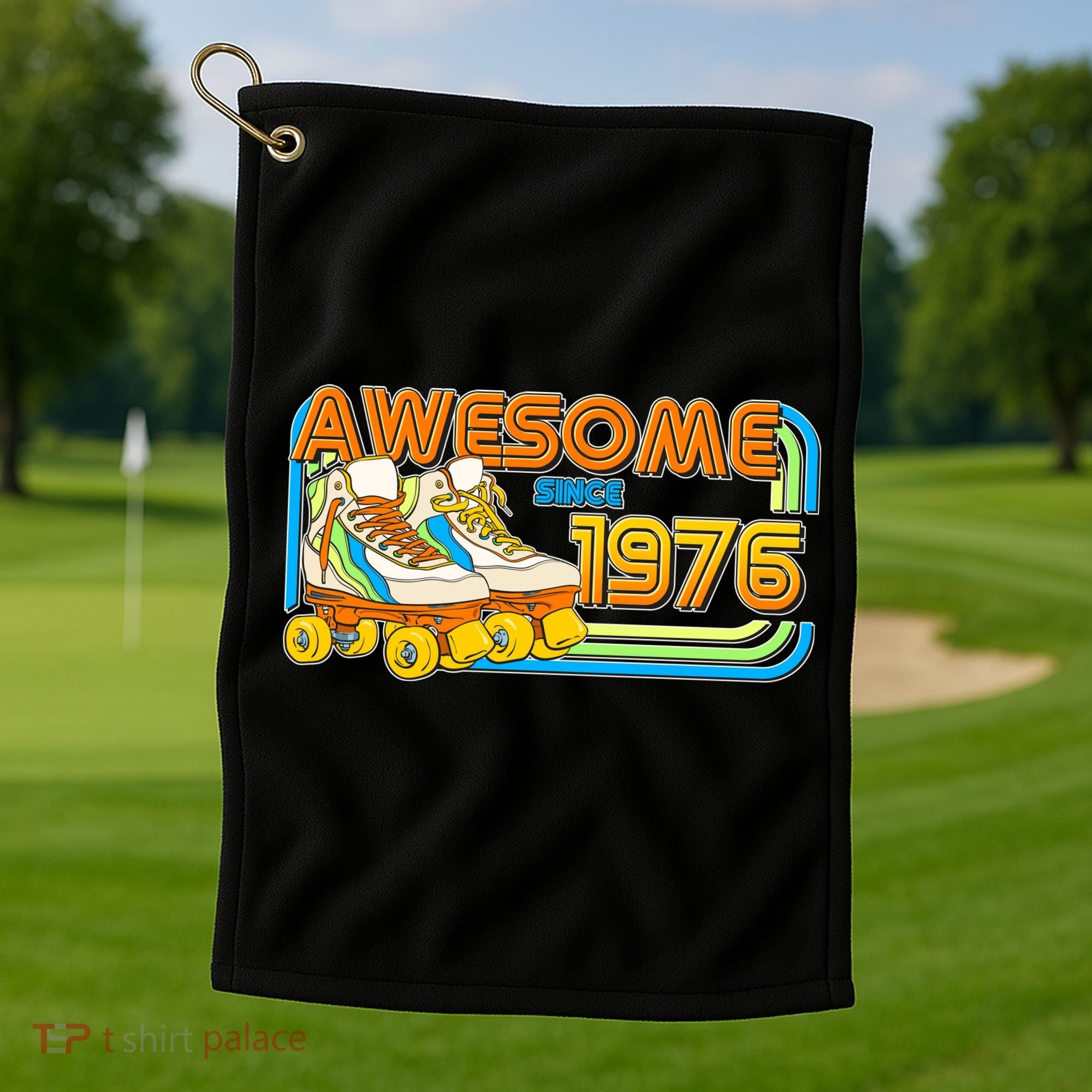 50th Birthday Awesome Since 1976 Retro Roller Skates  Golf Towel