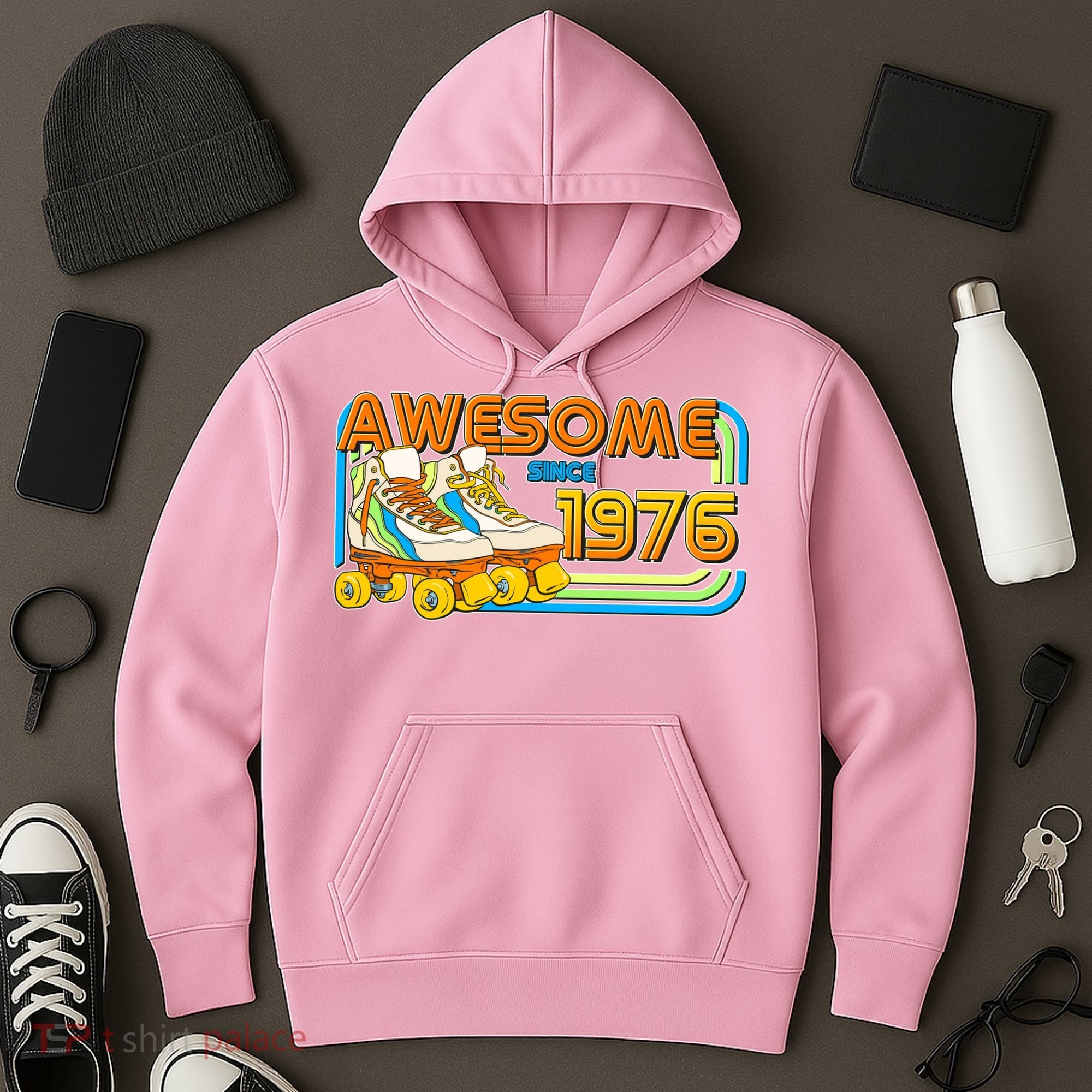 50th Birthday Awesome Since 1976 Retro Roller Skates  Hoodie