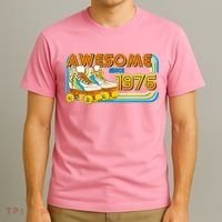 50th Birthday Awesome Since 1976 Retro Roller Skates  T-Shirt thumb 3