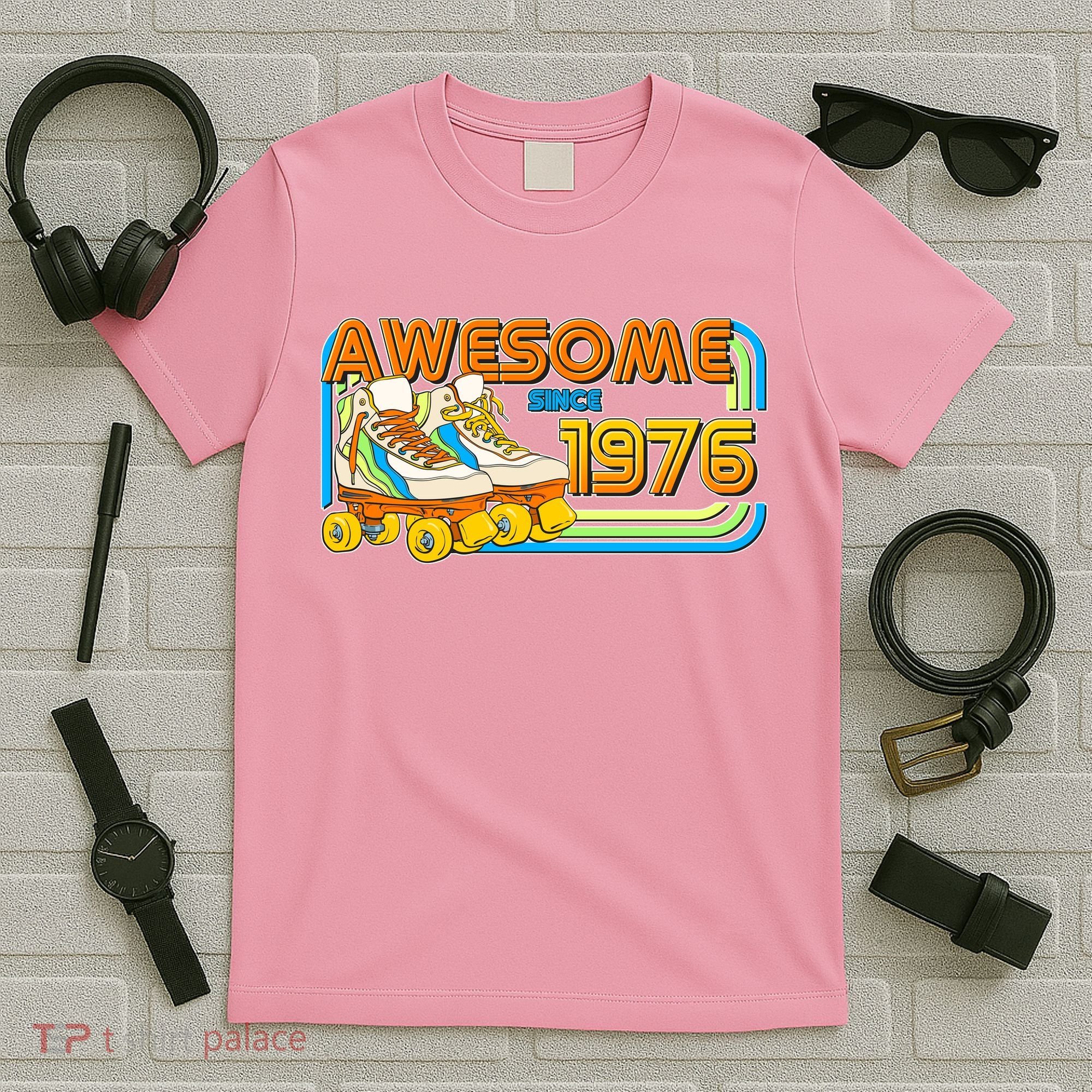 50th Birthday Awesome Since 1976 Retro Roller Skates  T-Shirt