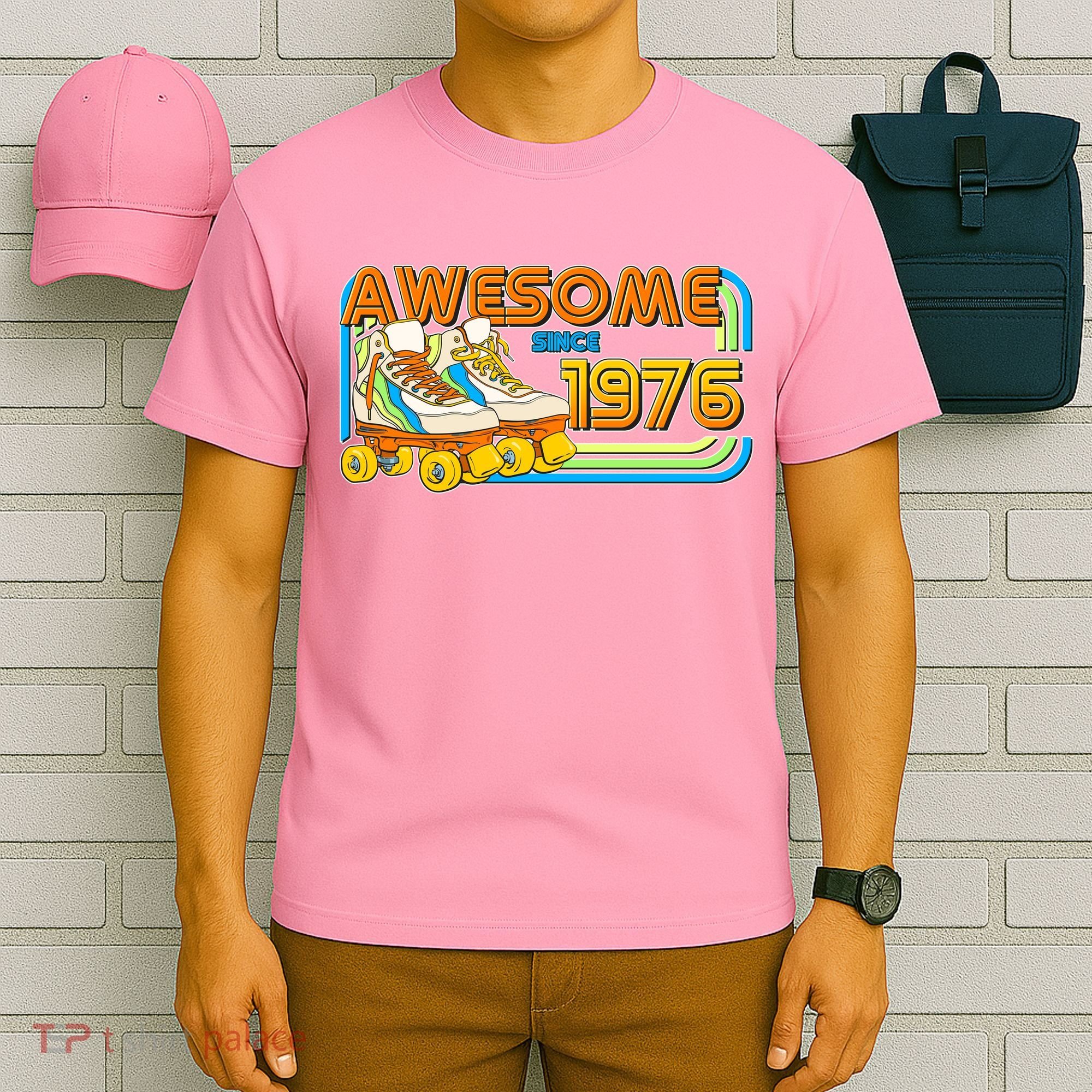 50th Birthday Awesome Since 1976 Retro Roller Skates  T-Shirt
