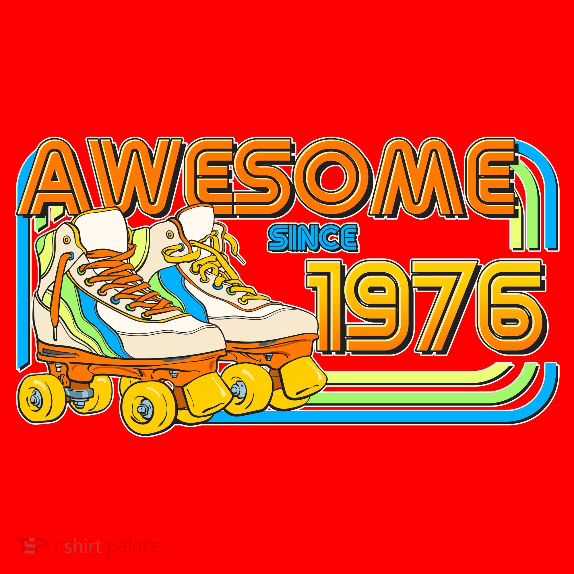 50th Birthday Awesome Since 1976 Retro Roller Skates  Santa Hat
