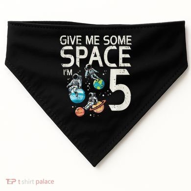 5th Birthday Astronaut Give Me Space 5 Year Old USA-Made Doggie Bandana