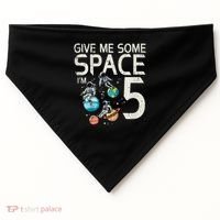 5th Birthday Astronaut Give Me Space 5 Year Old USA-Made Doggie Bandana thumb 0