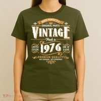 50th Birthday Age Perfectly Original Parts Vintage Made In 1976 Premium Quality T-Shirt thumb 4