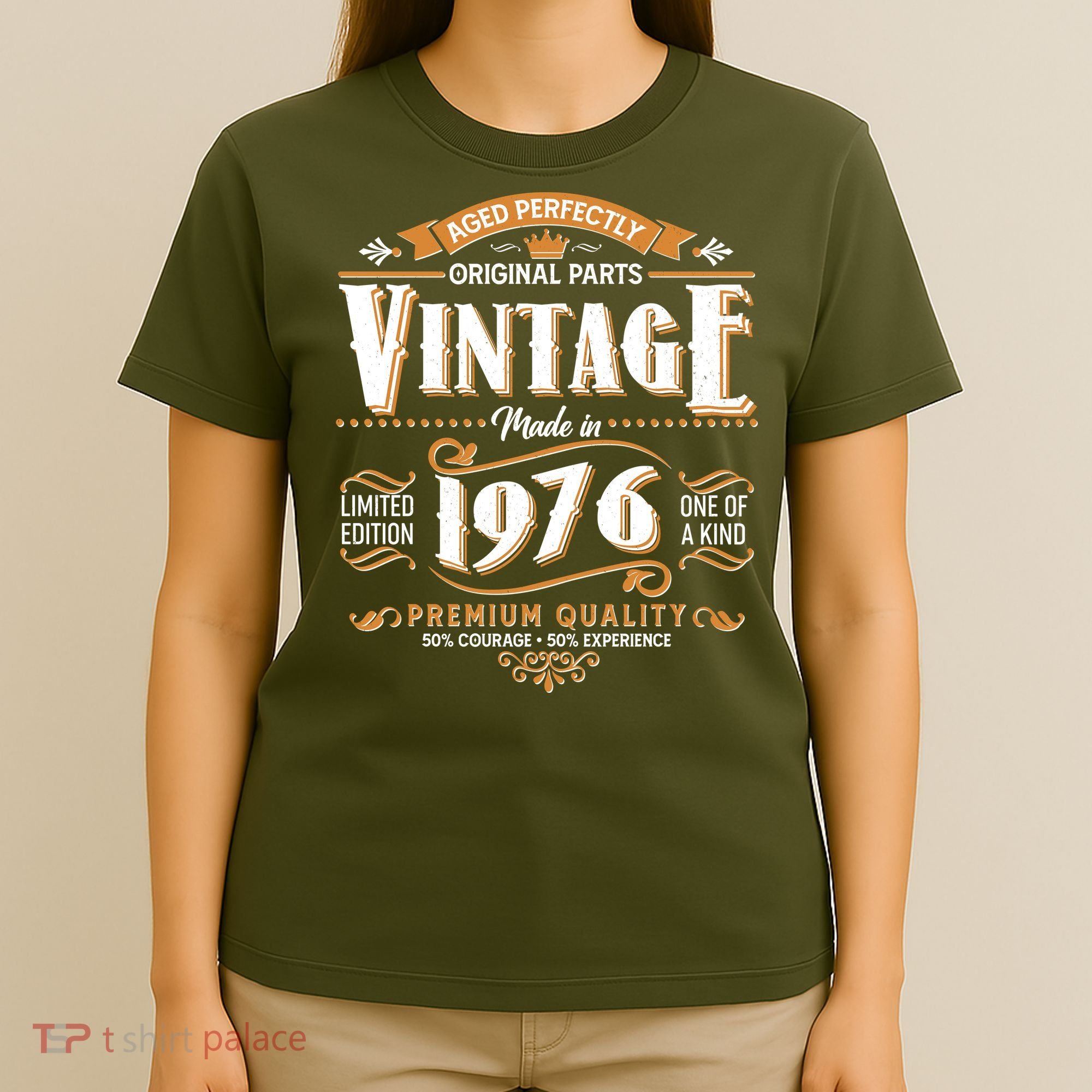 50th Birthday Age Perfectly Original Parts Vintage Made In 1976 Premium Quality T-Shirt