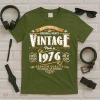 50th Birthday Age Perfectly Original Parts Vintage Made In 1976 Premium Quality T-Shirt thumb 5