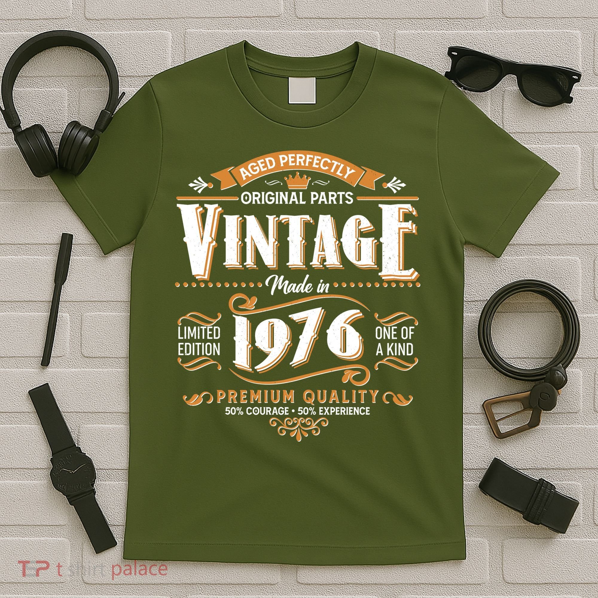 50th Birthday Age Perfectly Original Parts Vintage Made In 1976 Premium Quality T-Shirt
