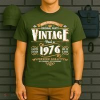 50th Birthday Age Perfectly Original Parts Vintage Made In 1976 Premium Quality T-Shirt thumb 6