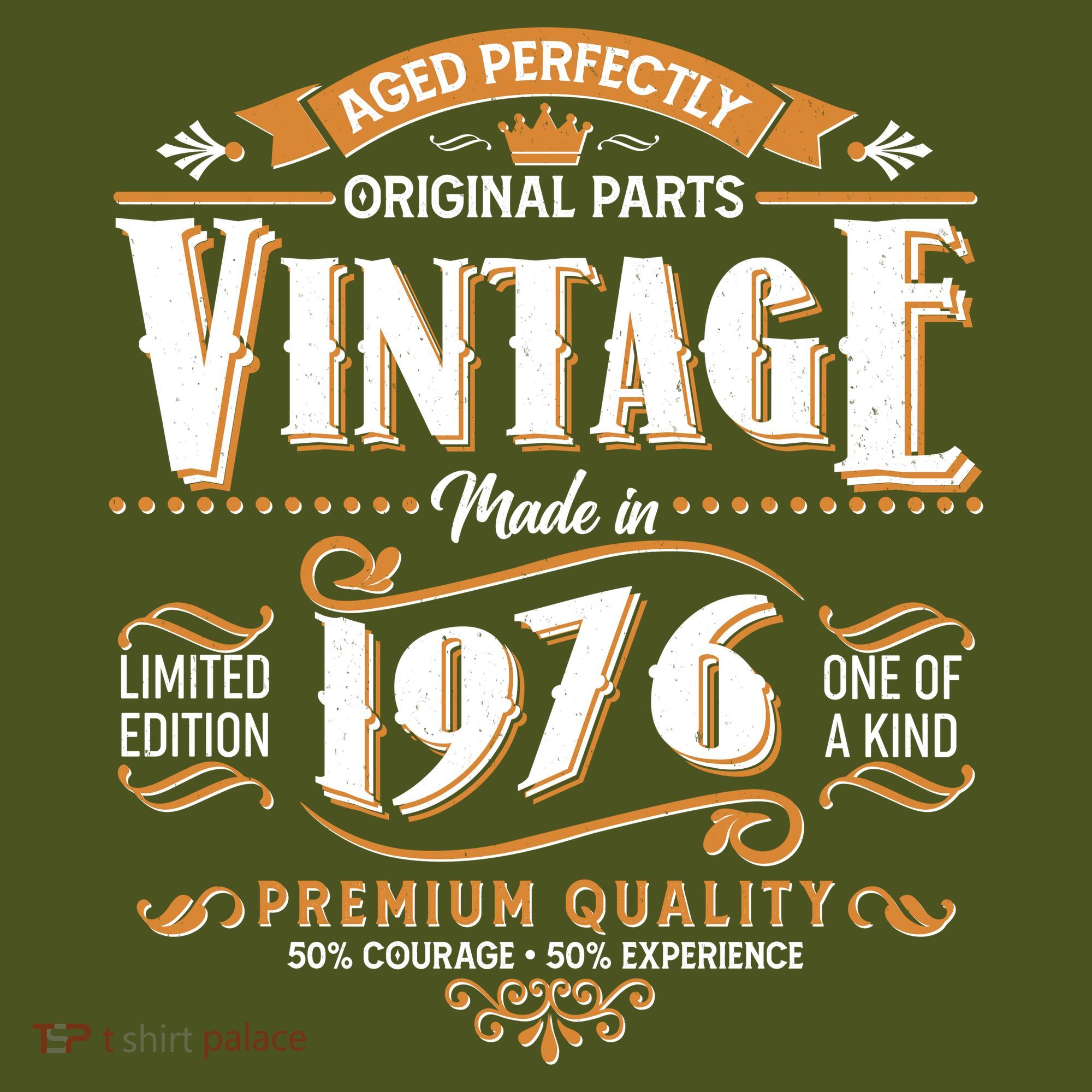 50th Birthday Age Perfectly Original Parts Vintage Made In 1976 Premium Quality T-Shirt