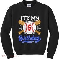 5th Baseball Birthday Party Sport Fan 5 Years Old Kids Sweatshirt thumb 0