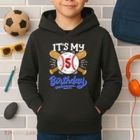5th Baseball Birthday Party Sport Fan 5 Years Old Kids Hoodie thumb 2