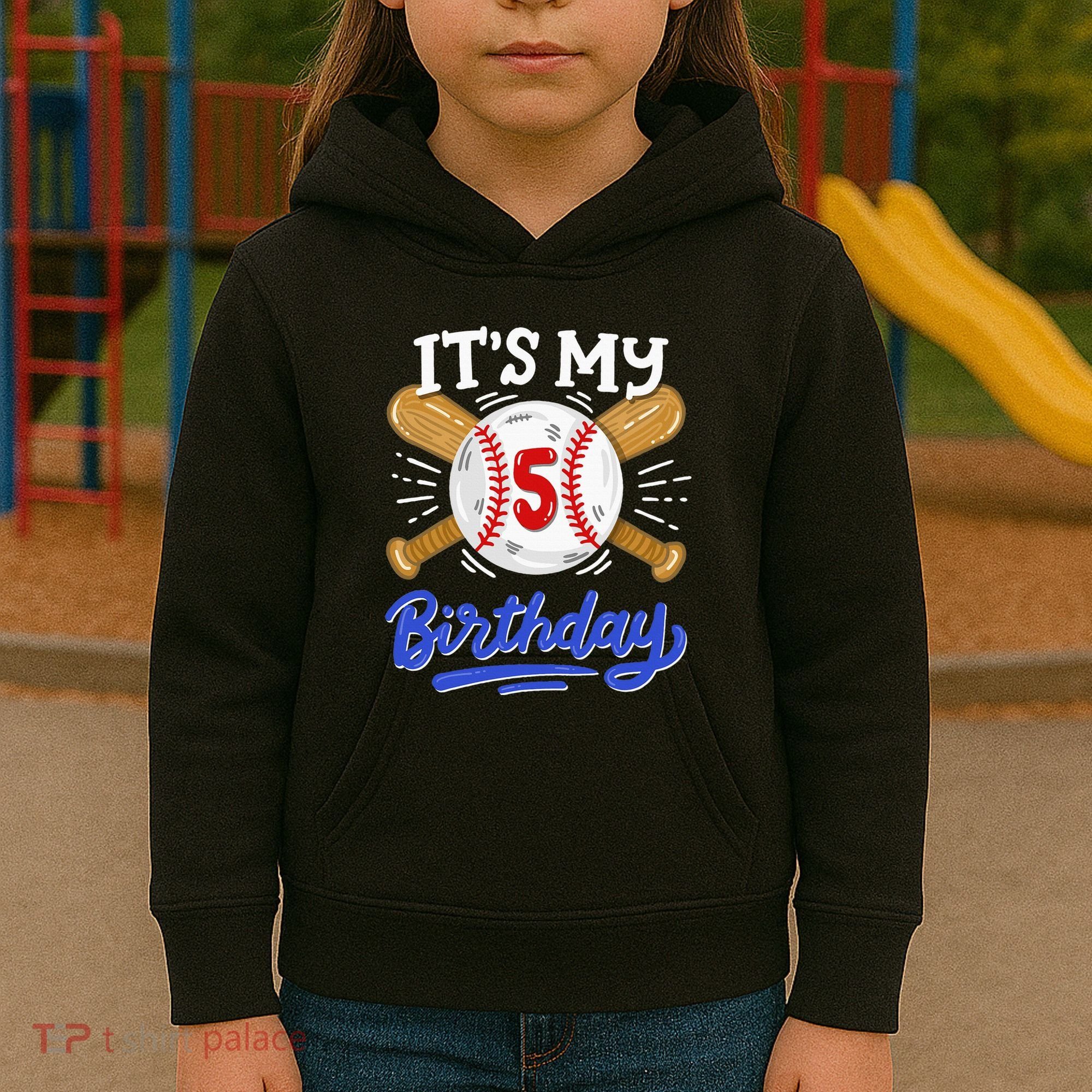 5th Baseball Birthday Party Sport Fan 5 Years Old Kids Hoodie