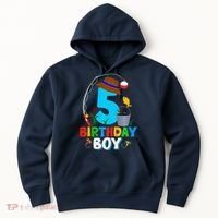 5th Birthday Boy Fishing Fish Bday Party Decorations Hoodie thumb 0