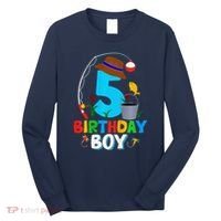 5th Birthday Boy Fishing Fish Bday Party Decorations Long Sleeve Shirt thumb 0