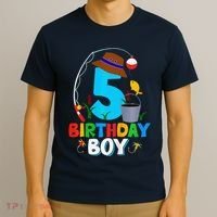 5th Birthday Boy Fishing Fish Bday Party Decorations T-Shirt thumb 3