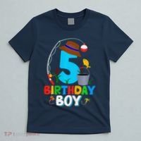5th Birthday Boy Fishing Fish Bday Party Decorations T-Shirt thumb 5