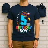 5th Birthday Boy Fishing Fish Bday Party Decorations T-Shirt thumb 6