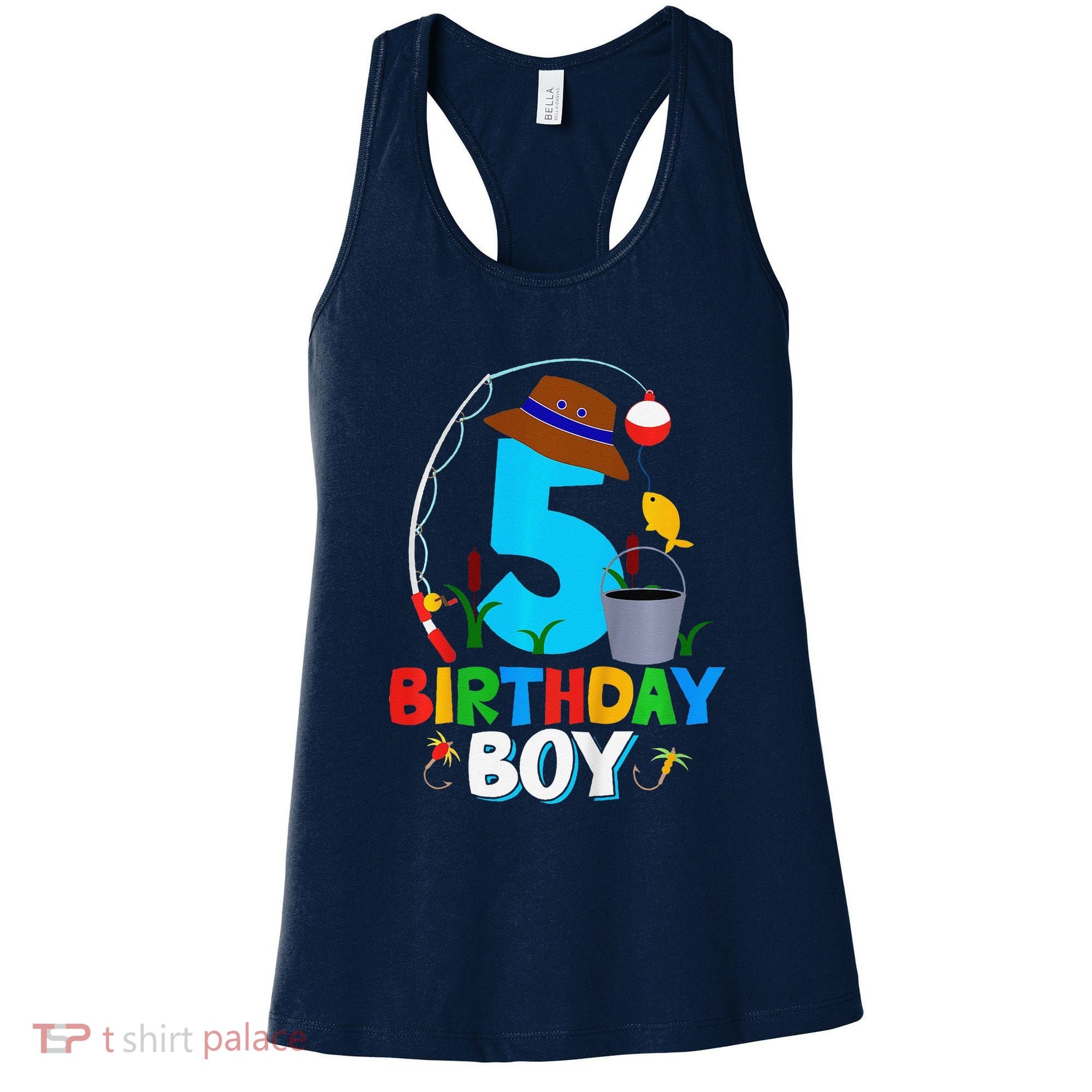 5th Birthday Boy Fishing Fish Bday Party Decorations Women's Tank Top