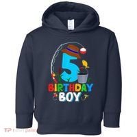 5th Birthday Boy Fishing Fish Bday Party Decorations Toddler Hoodie thumb 0