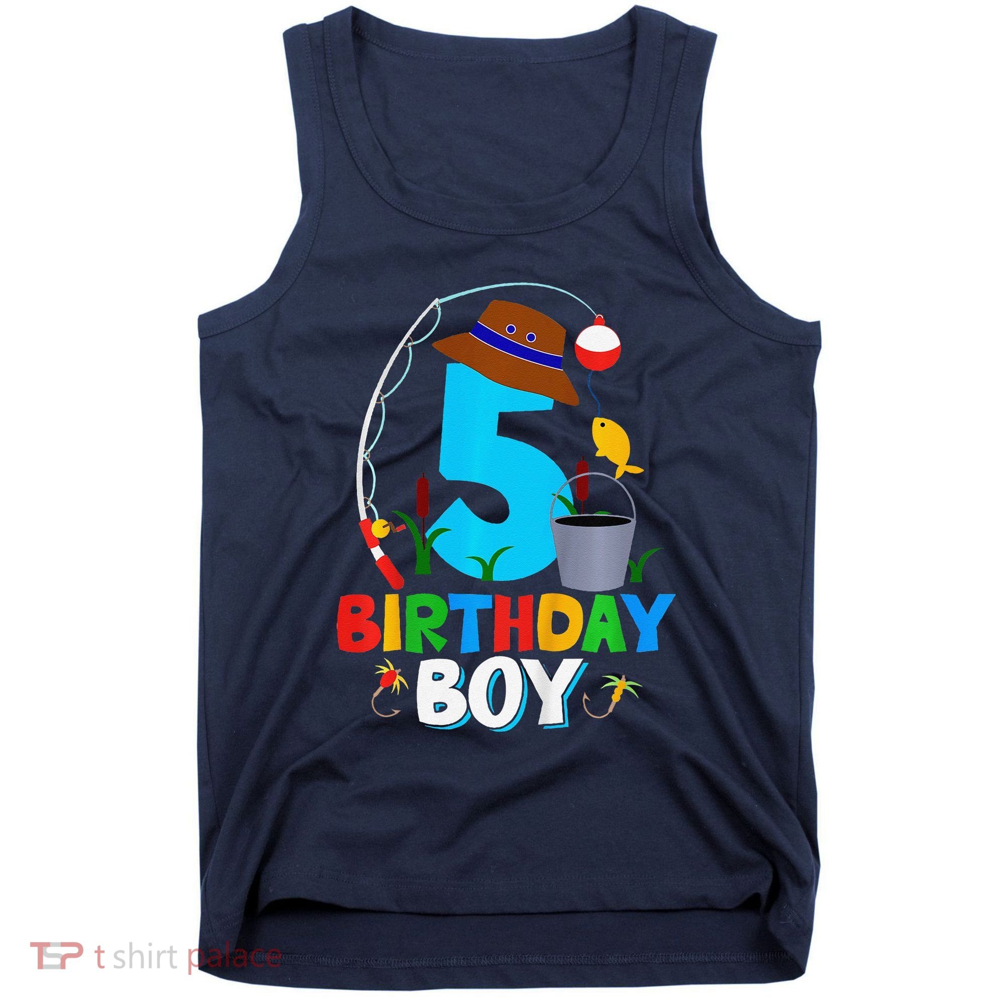 5th Birthday Boy Fishing Fish Bday Party Decorations Tank Top