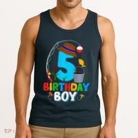 5th Birthday Boy Fishing Fish Bday Party Decorations Tank Top thumb 3
